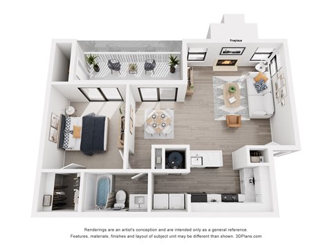 a 1 bedroom floorplan is shown in this illustration